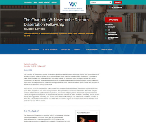Charlotte newcombe doctoral dissertation fellowship